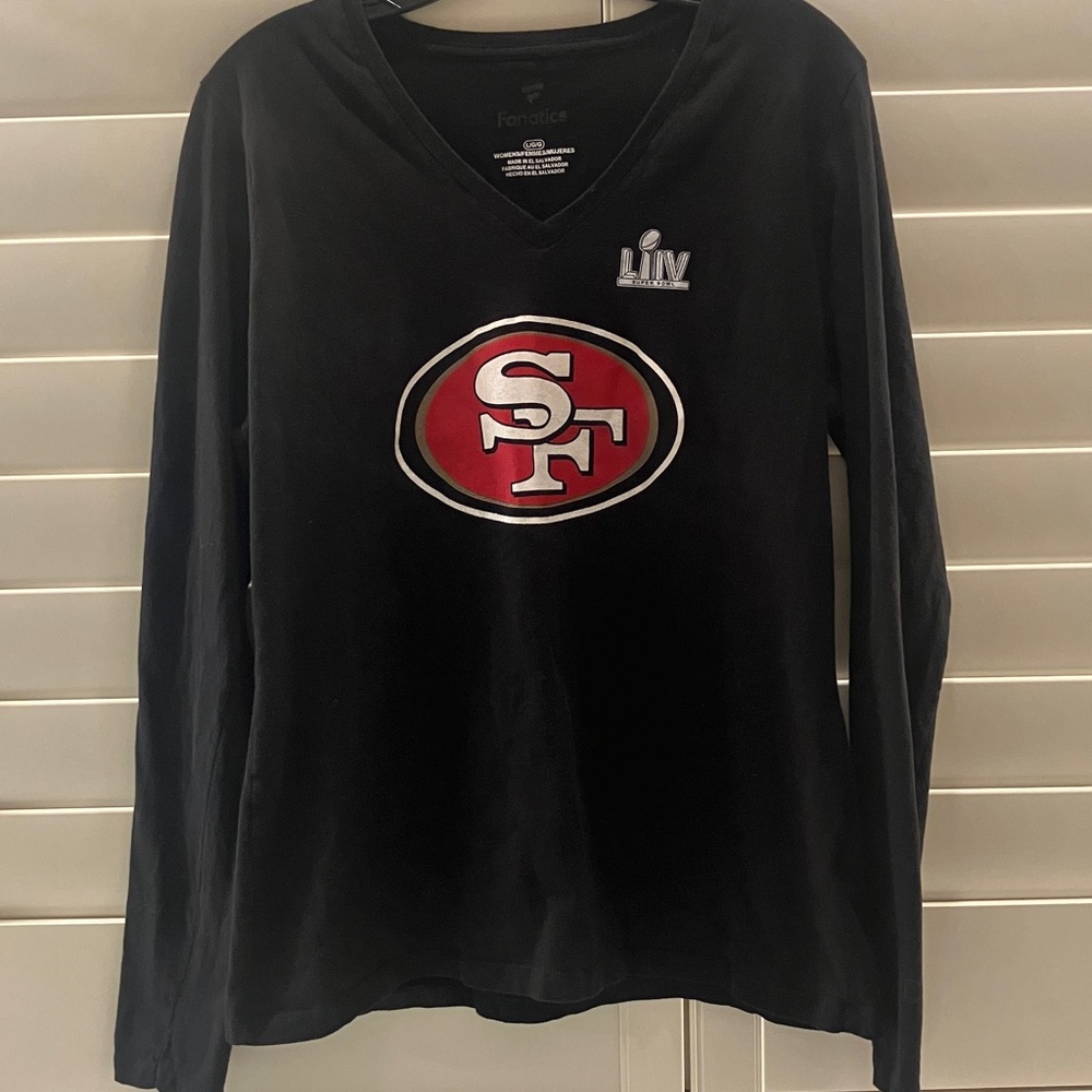 Fanatics Black and Red 49ers V-Neck Shirt